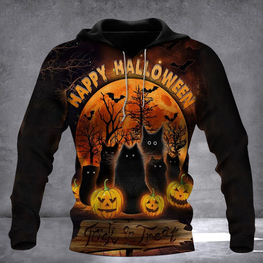 Black Cat Happy Halloween Hoodie V2