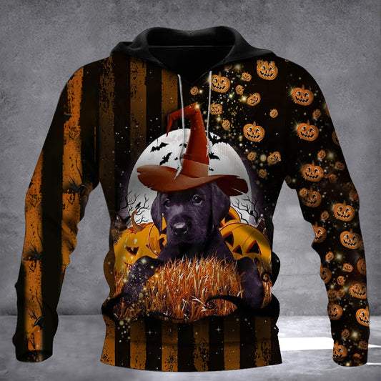 Black Lab Puppy Pumpkin Halloween Hoodie