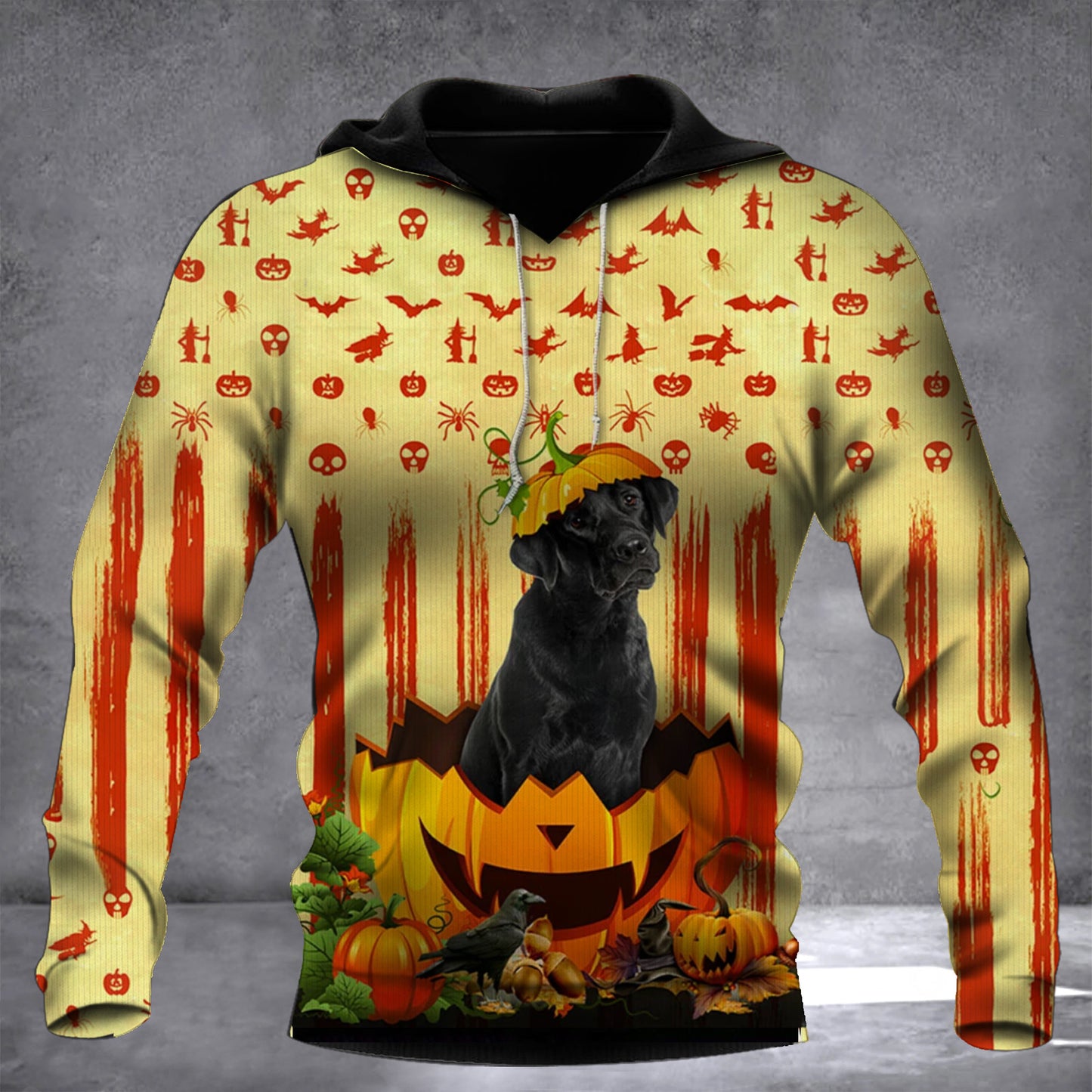 Black Labrador Retriever In Pumpkin Halloween Hoodie