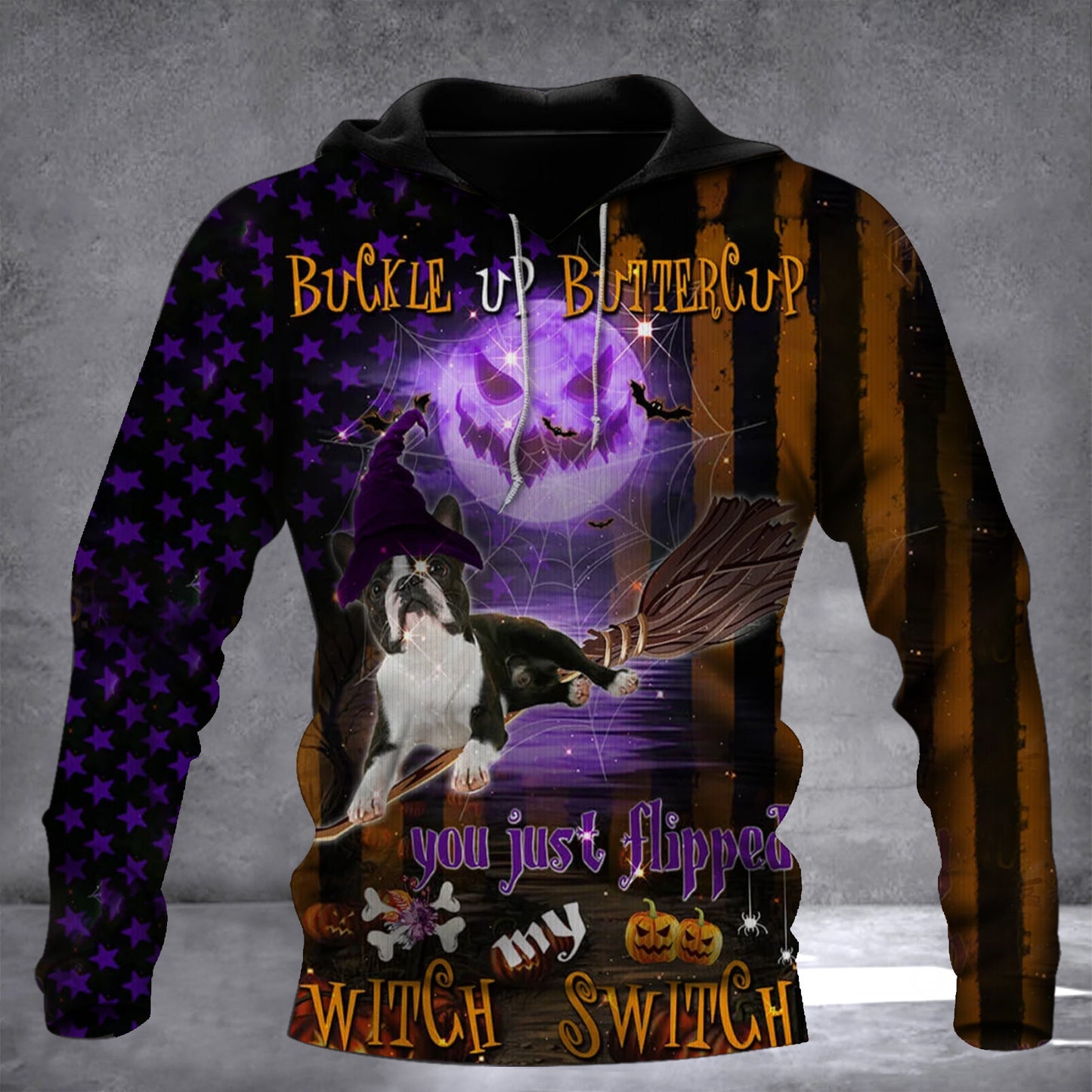 Boston Terrier Buckle Up Buttercup Halloween Hoodie