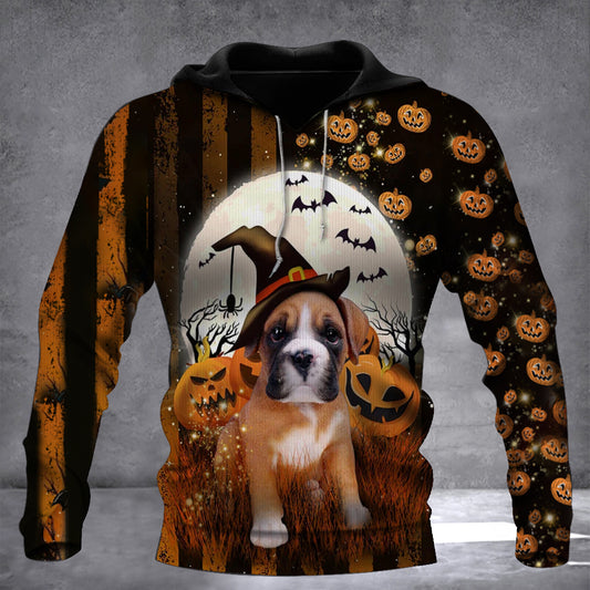 Boxer Puppy Pumpkin Vintage Halloween Hoodie