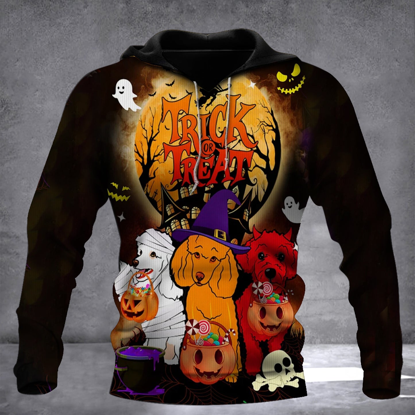 Cocker Spaniel Dog Trick Or Treat 3D Halloween Hoodie