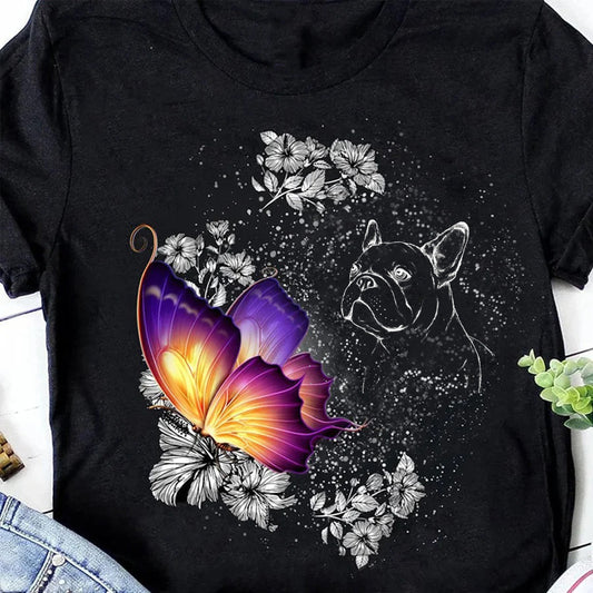 French Bulldog In Heaven Butterfly Shirt