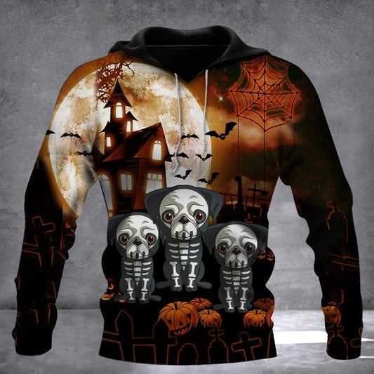 Frenchie Skeleton Costume Haunted House Halloween Hoodie