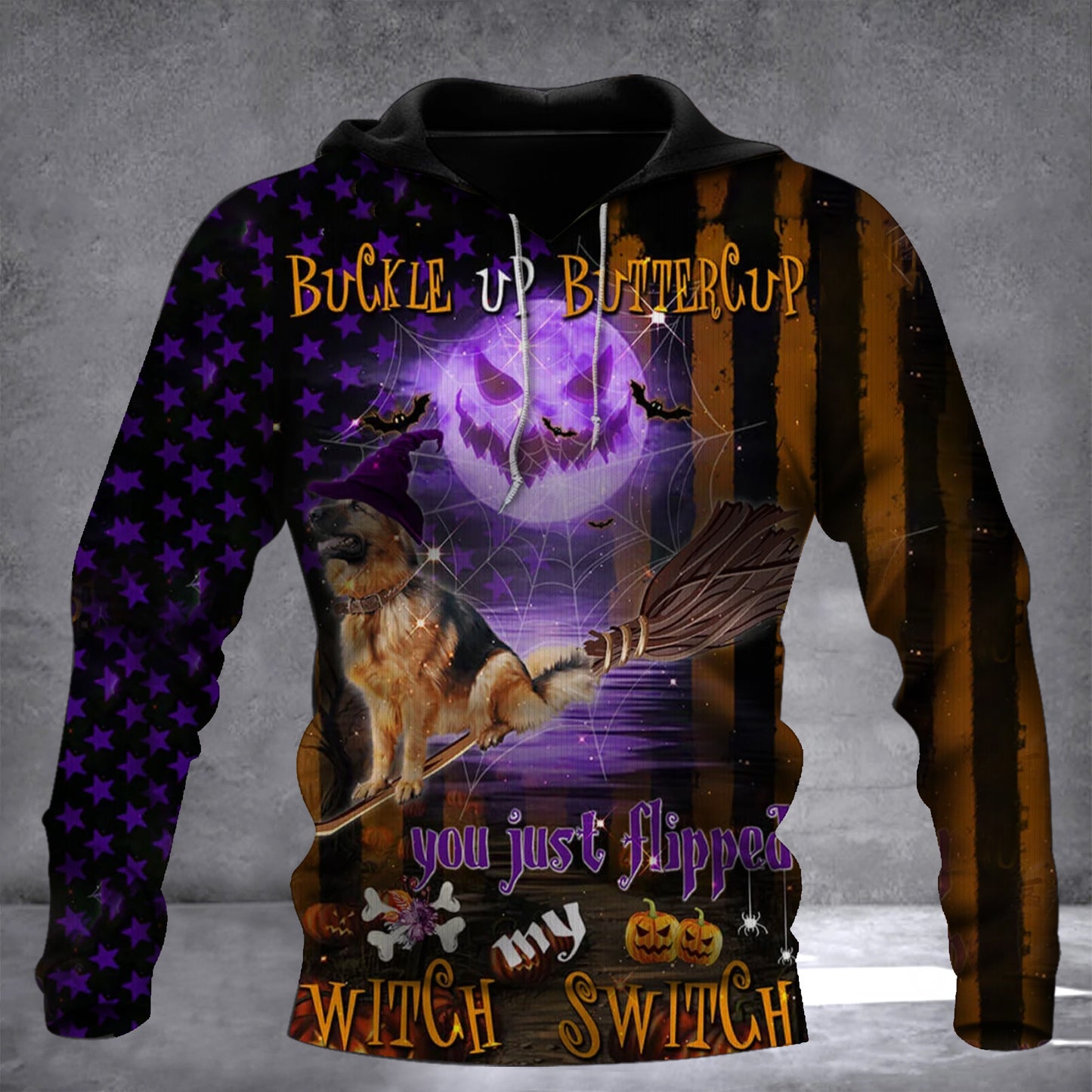 German Shepherd Dog Buckle Up Buttercup Halloween Hoodie