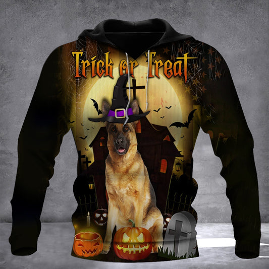 German Shepherd Trick Or Treat 3D Halloween Hoodie