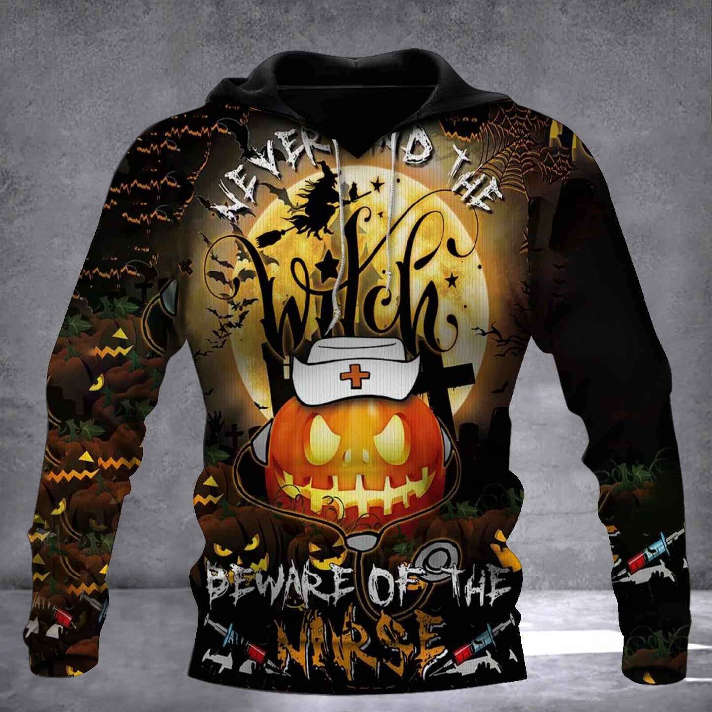 Never Mind The Witch Beware The Nurse Halloween Hoodie