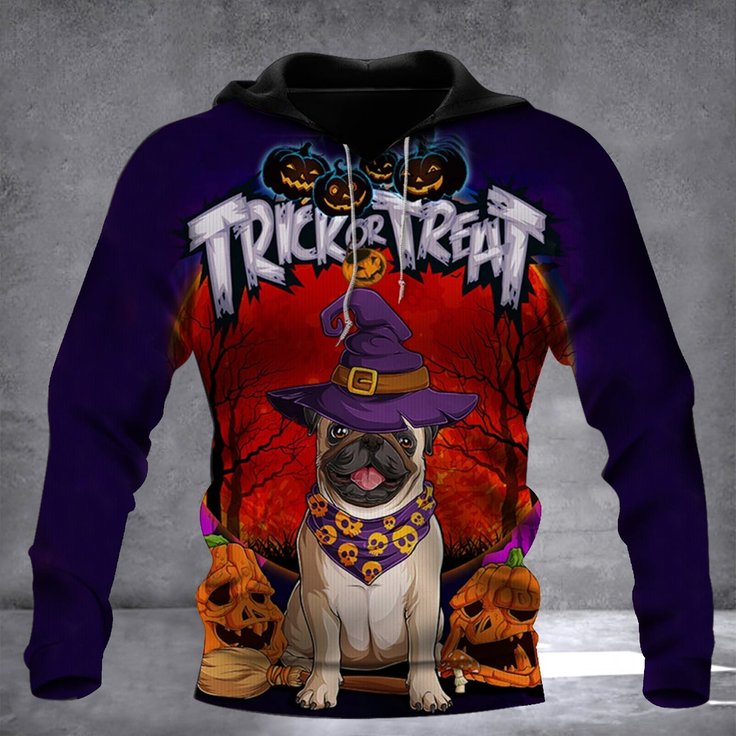 Pug Trick Or Treat Hoodie