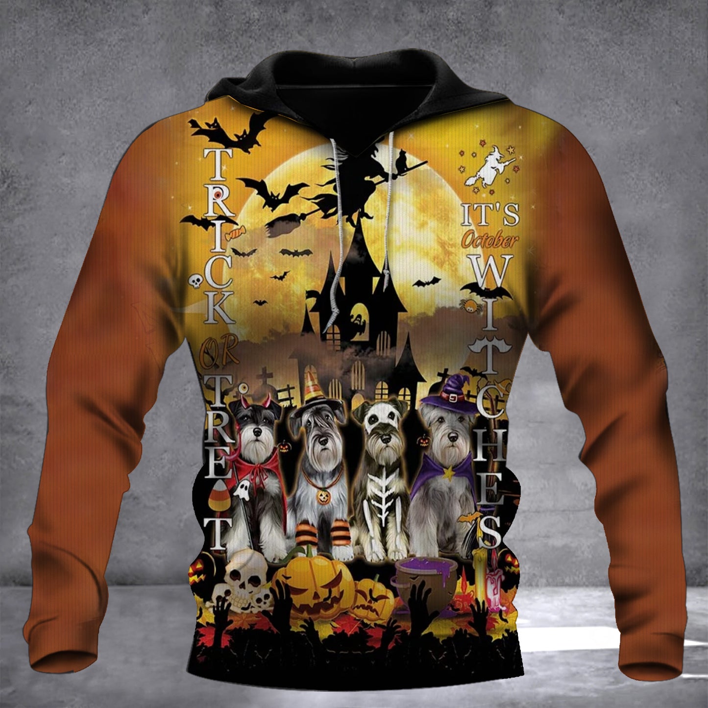 Schnauzer Costume Trick Or Treat It's Witches Halloween Hoodie