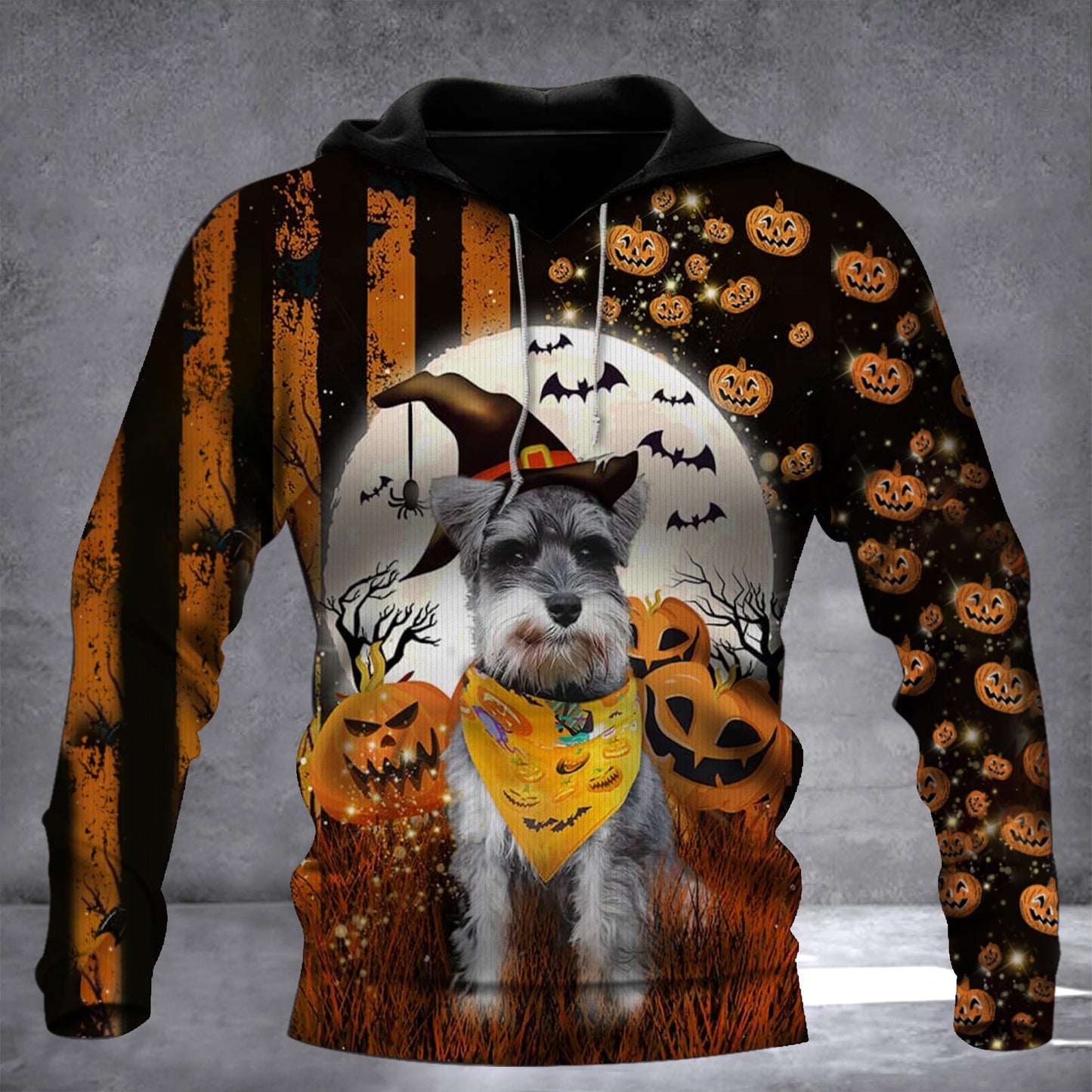 Schnauzer Dog Pumpkin Halloween Hoodie