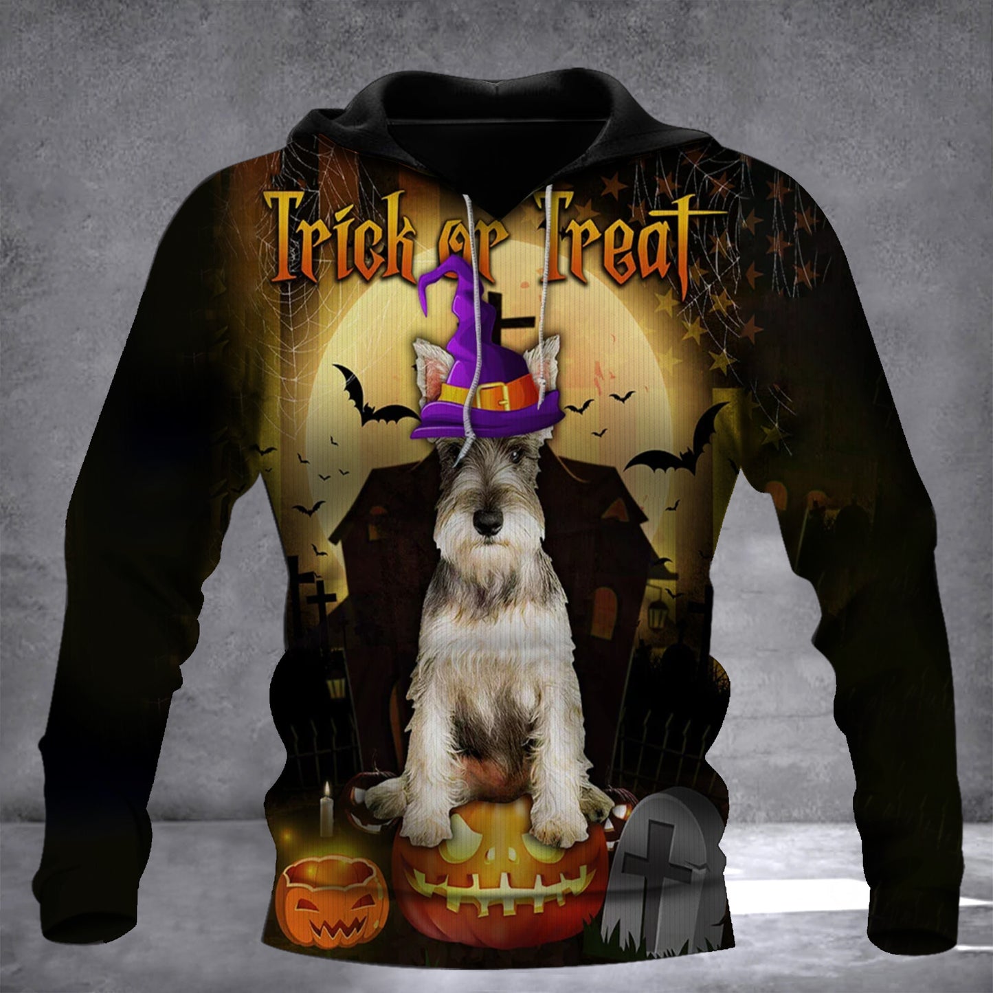 Schnauzer Dog Trick Or Treat 3D Halloween Hoodie