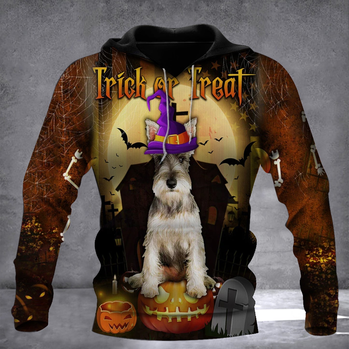 Schnauzer Dog Trick Or Treat Halloween Hoodie